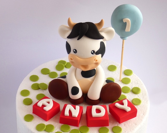RoadSea Cow 3rd Birthday Cake Topper - Cute Cow Kid Boy Girl Birthday Cake  Suplies - Farm Animals Birthday Party Decoration (Three) : Buy Online at  Best Price in KSA - Souq