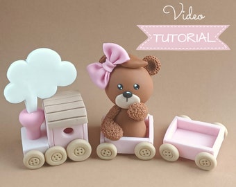 Trenino di pasta di zucchero con topper per torta Teddy VIDEO Tutorial con modelli