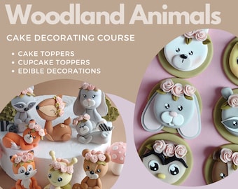 Woodland Animals Cake Decorating Course VIDEO Tutorials with PDF templates