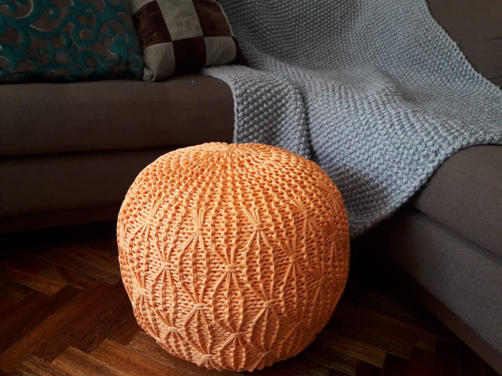 Knitted pouf knit pouf pouf ottoman Crochet Pouf Knit Etsy