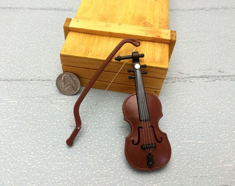 Dollhouse Violin Mini Wooden Instruments Miniature Fiddle Wooden Instr TBO