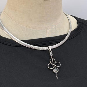 Silver Snake Choker, Celtic Knot Pendant, Handmade Gothic Witch Wiccan Necklace