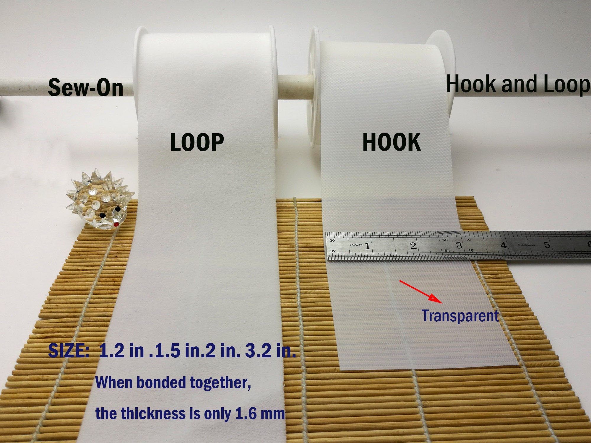 Ultra-thin hook and loop fasteners / Super wide  transparent velcro /…