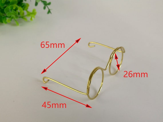 4 Pair 2/" Miniature Gold Brass Metal Wire Rim Eye Glasses w// Lenses Dolls Santa