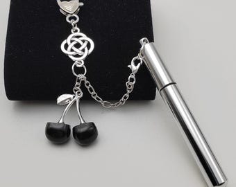 Vintage Style Silver Needle Case with Chain: Seamstress Gift