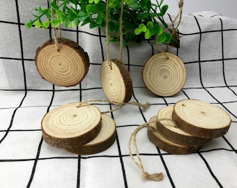 20 Pieces Pine Christmas Decorative Wood Chips for Holiday Craft Painting, Gift Tags