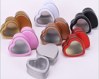 Boîtes en forme de coeur, boîte en forme de coeur, boîte métallique, boîte de rangement, 9 couleurs, paquet de 5