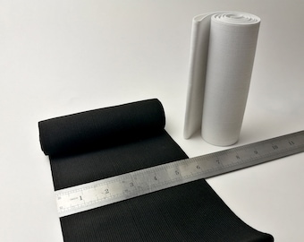 Banda elástica súper ancha de 6 pulgadas (15 cm) de ancho en blanco o negro de 1,1 yardas, elástico de 6 pulgadas de ancho para coser, elástico de punto, corte elástico a medida