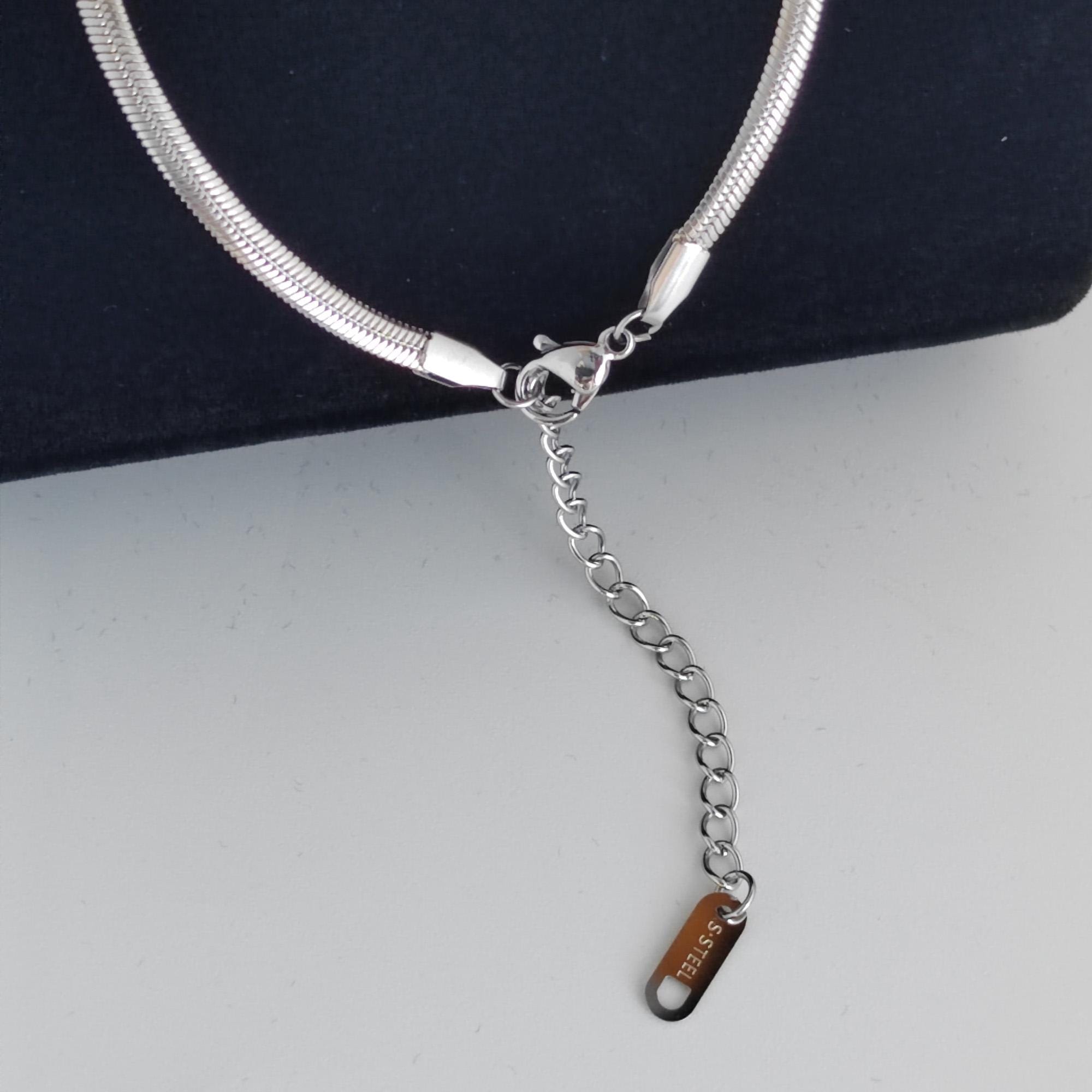 Silver Snake Lariat Necklace, Heart Pendant, Y Slip ,stainless