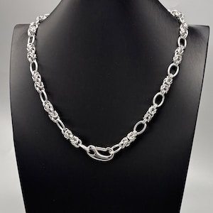 Bizantyjski tkany naszyjnik: ręcznie robiony, zapięcie sprężynowe w kształcie litery S, wodoodporna stal nierdzewna