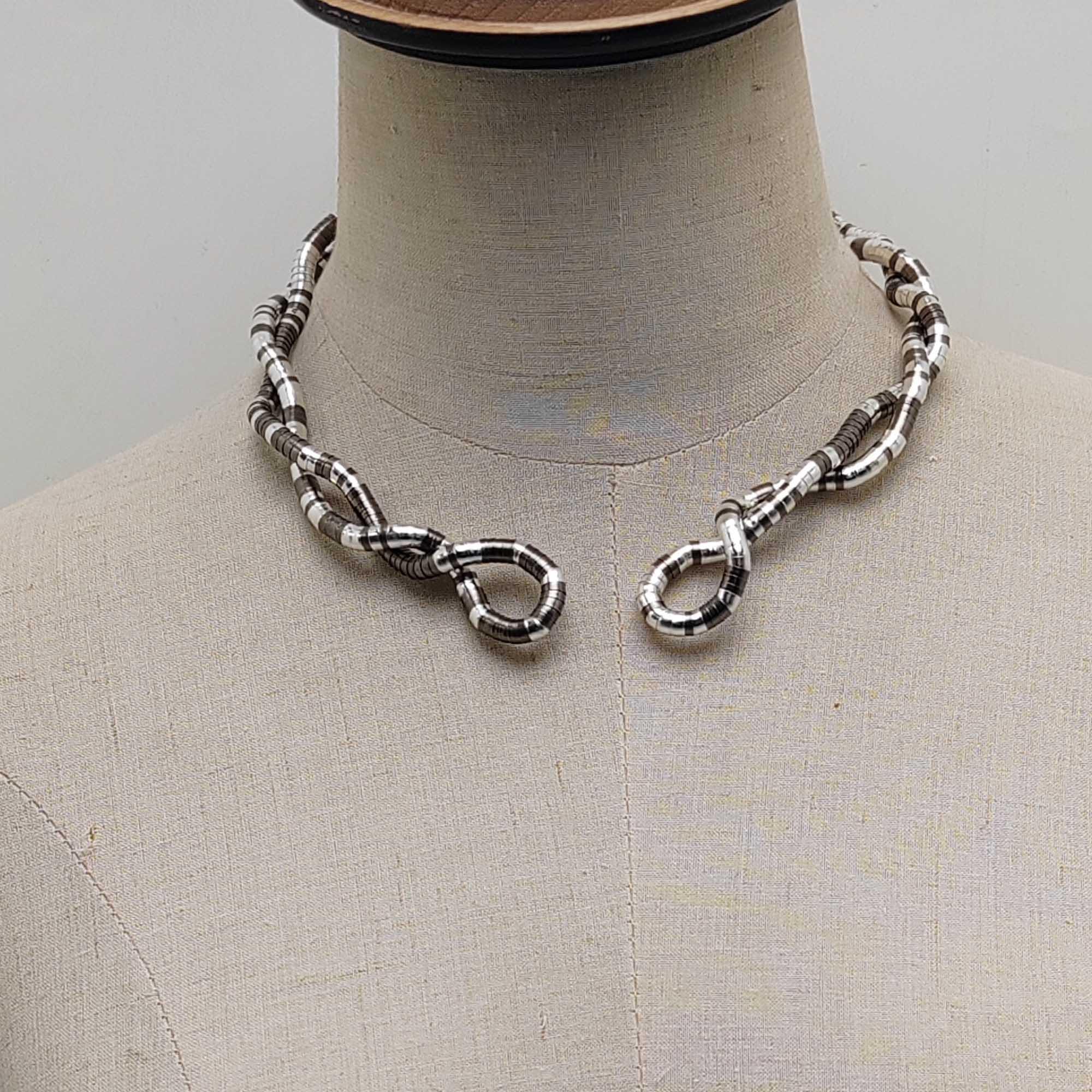 Collana Serpente Flessibile Twisty &ndash; Gioiello Costume Argento, Lunga 90cm