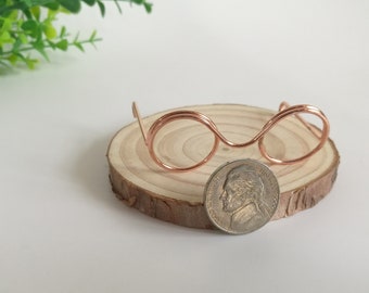 Doll glasses, doll metal wire frame glasses, crocheted glasses frame,  3 pairs，electroplated rose gold color