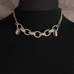 ndustrial Twisted Chain Choker • Stainless Steel Chunky Heavy Duty Necklace • Hardcore Punk Rock Grunge Cyberpunk Biker Jewelry
