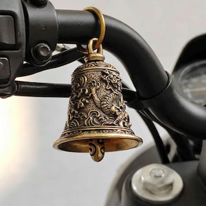 Handmade Brass Dragon Bell, motorcycle bell，Vintage Amulet Keychain image 7