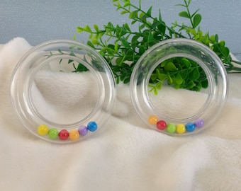 Rattle discs / rattle ring 3 pcs or 6 pcs / Baby Plastic Rattle Ring / 63mm Circle Rattle Ring / 80mm Colourful rattle ring