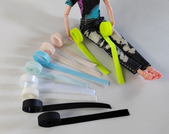 very thin doll hook and loop -for sewing doll clothes-Pink - light blue - green-black-white -Sold in 5 yard Sets