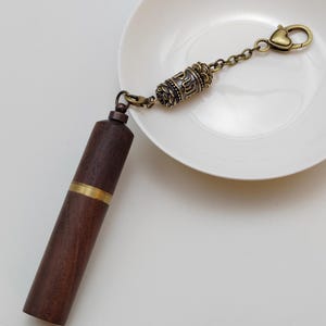 Vintage Style Wooden Needle Box with Chain: Seamstress Gift