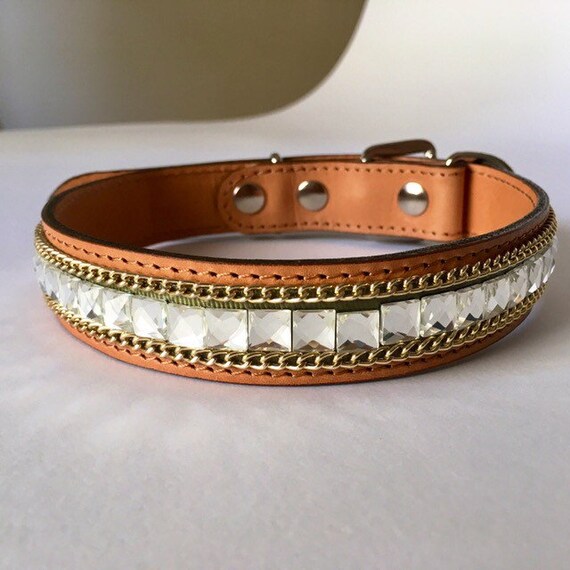 jeweled leather dog collars