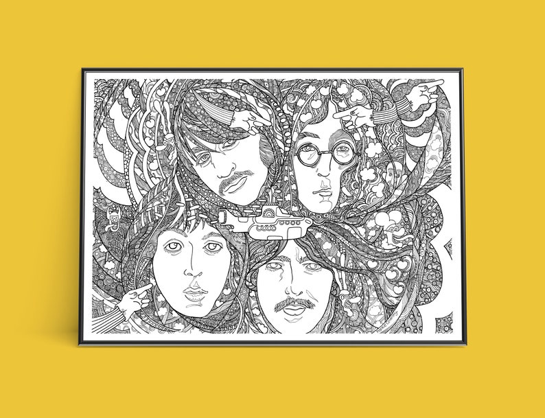 Download The Beatles Illustration Art Print Yellow Submarine Art Poster Print Illustration By Frankie Coventry Prints Art Collectibles Delage Com Br