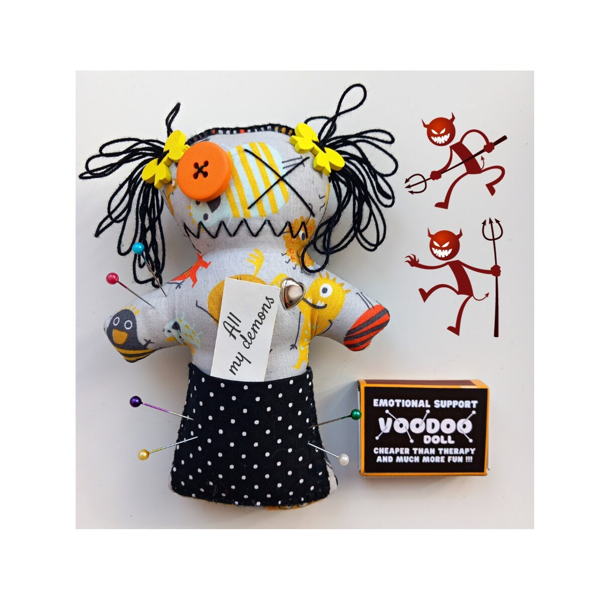 Voorvak emotionele steun voodoo-pop koelkastmagneet - geluksbrenger - angst  - zorgenpop - Etsy België, image size:1200x1200