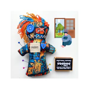 Voodoo-Puppe - Kühlschrankmagnet - Vududollshop - Nadelkissen - Verflixte Puppe - Therapie - Seelische Unterstützung - Gute Besserung - Snarky - Angst - Phobien