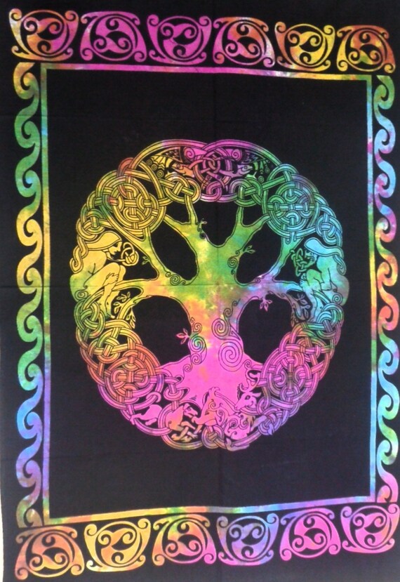 30*40 Cotton Purple Wall Hanging Indian Tapestry Celtic Tree Of Life Poster Boho