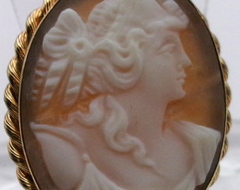 vintage H.G. 1/20 12k gf carved shell Cameo brooch pin Pendant Psyche
