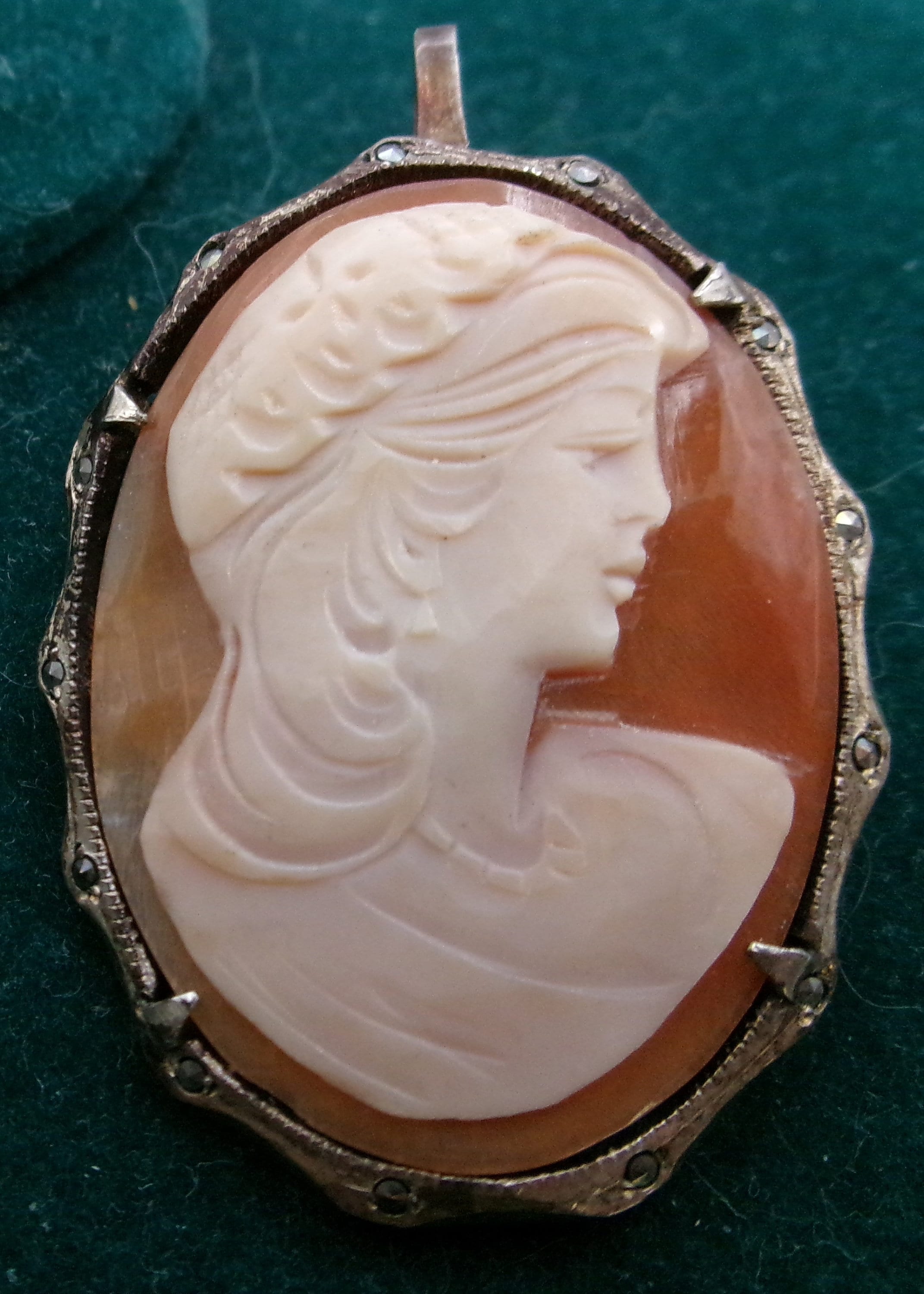 『3年保証』 800 Vintage Silver Pin Brooch Cameo Shell Carved Marcasite その他