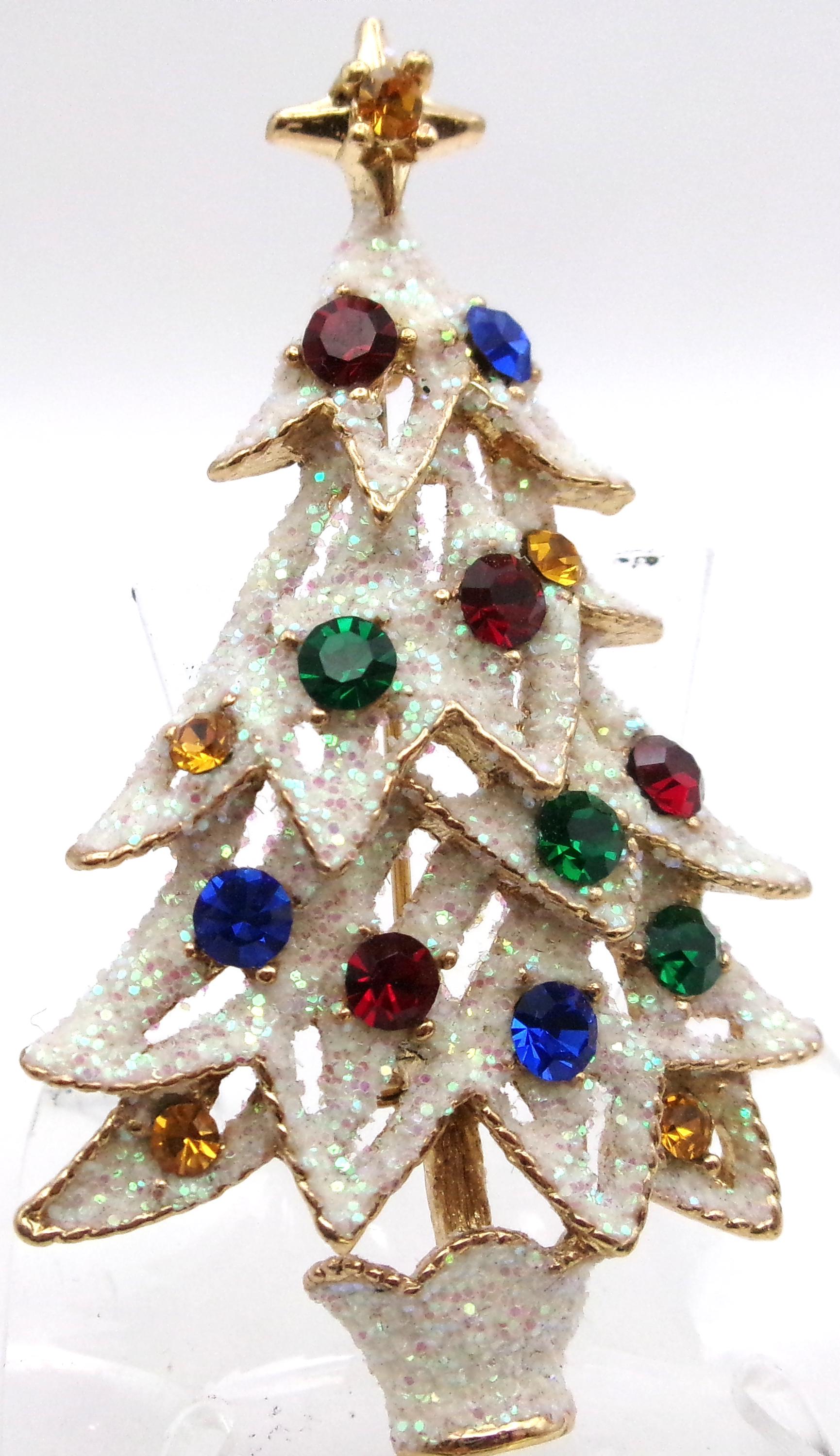 Spilla Albero Di Natale Vintage Con Cristalli Scintillanti - Accessorio Elegante Per Sciarpe E Abiti, Regalo Per Festività E Compleanni
