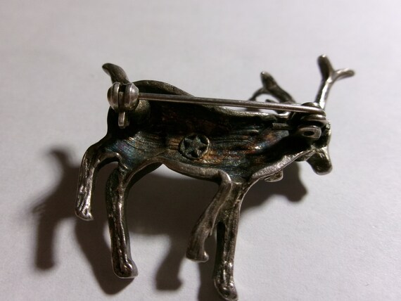 vintage Sterling and Enamel Deer Brooch petite pin - image 2