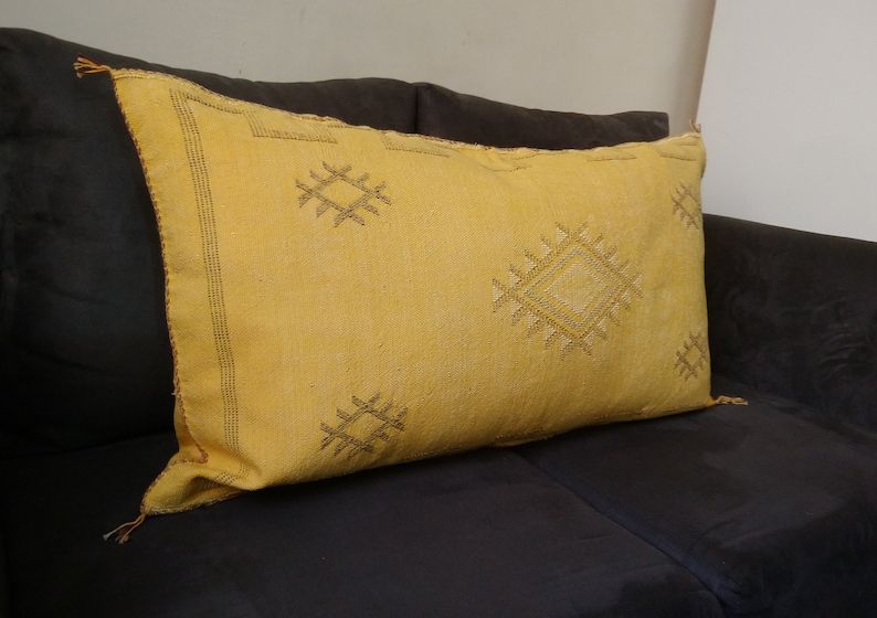 Plain Moroccan Pillow Sabra silk pillow Hand Woven by Berber Women Pink Cactus Silk pillows Throw