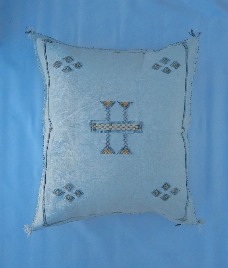 approx Moroccan Cactus Silk Pillowhandmade pillowOrganic Vegan Sabra pillow SP35 20 x 19 in 52 x 50 cm