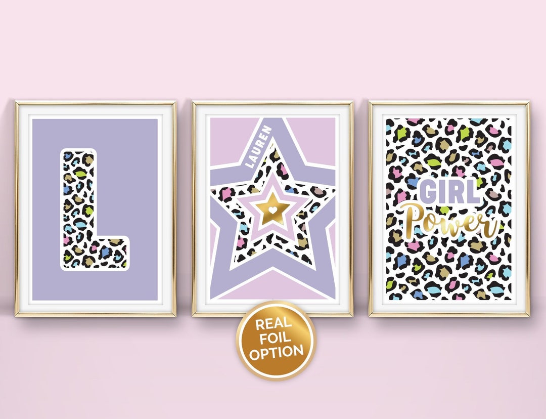 A Trio of Girls Bedroom / Nursery Prints, Purple, Lilac and Pink With ...