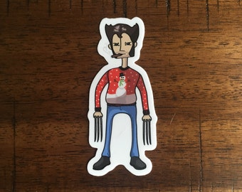 Wolverine At An Ugly Sweater Party sticker