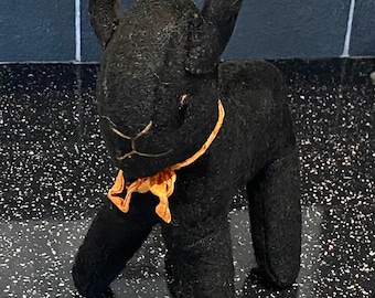 Vintage Handmade Felt Stuffed Lamb - 1950s Collectible