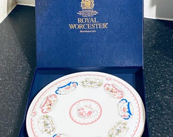 Vintage Royal Worcester Cup of Cups Plate, Blue and White Teacup