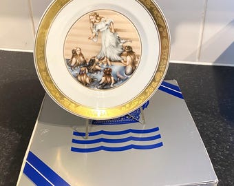 Vintage Royal Copenhagen private commissioned The Hans Christian Andersen The Little Mermaid bone china plate & box  1975 Pauline Ellison