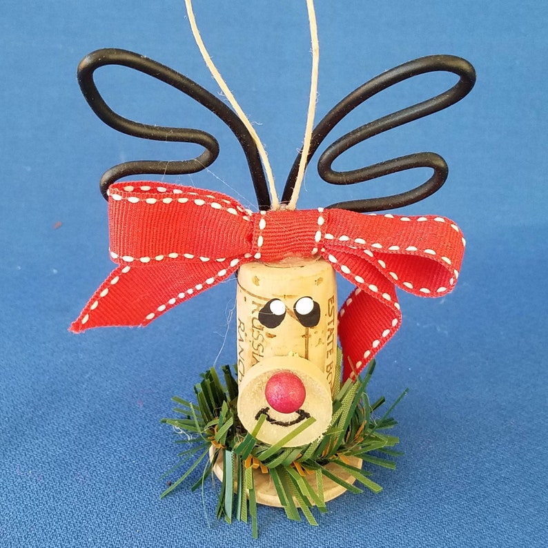 Wine Cork Reindeer Rudolph Handmade Christmas Ornament, Cork Reindeer Ornament, Wine Cork Decor, Wine Lover Gift, Wine Deer, Winery Gift image 6
