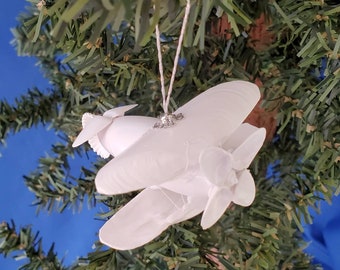 First in Flight Handmade Shell Airplane Nautical Christmas Ornament, North Carolina, Beach Decor