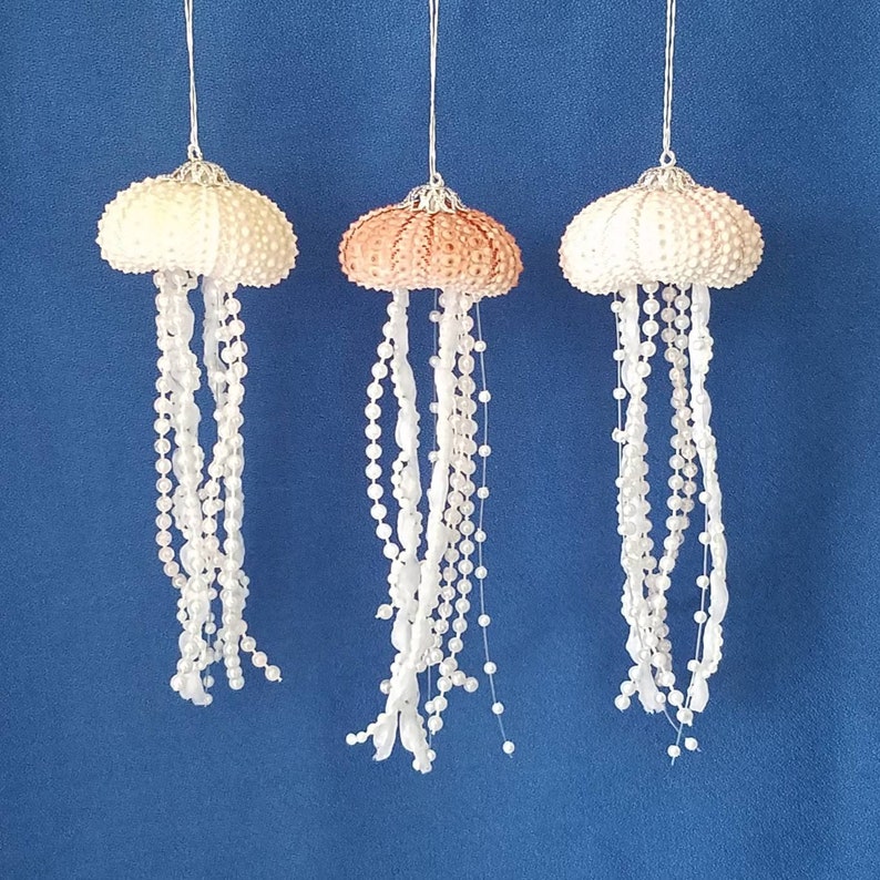 Sea Urchin Jellyfish Handmade Nautical Christmas Ornament, Beach Theme Ornament, Jellyfish Ornament, Beach Decor, Coastal Christmas Gift image 5