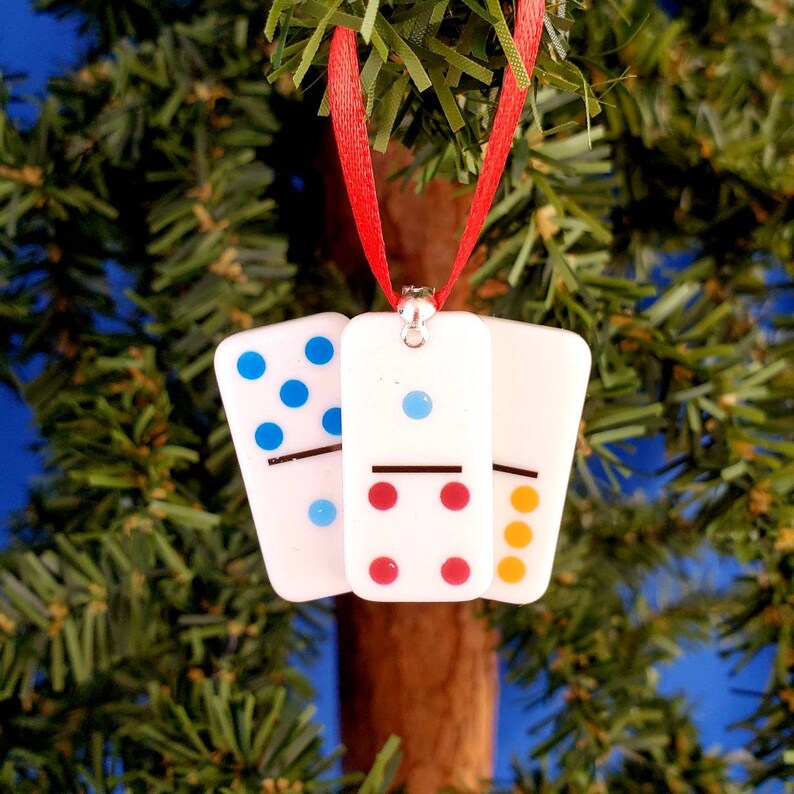 Handmade Dominoes Game Christmas Tree Ornament Etsy