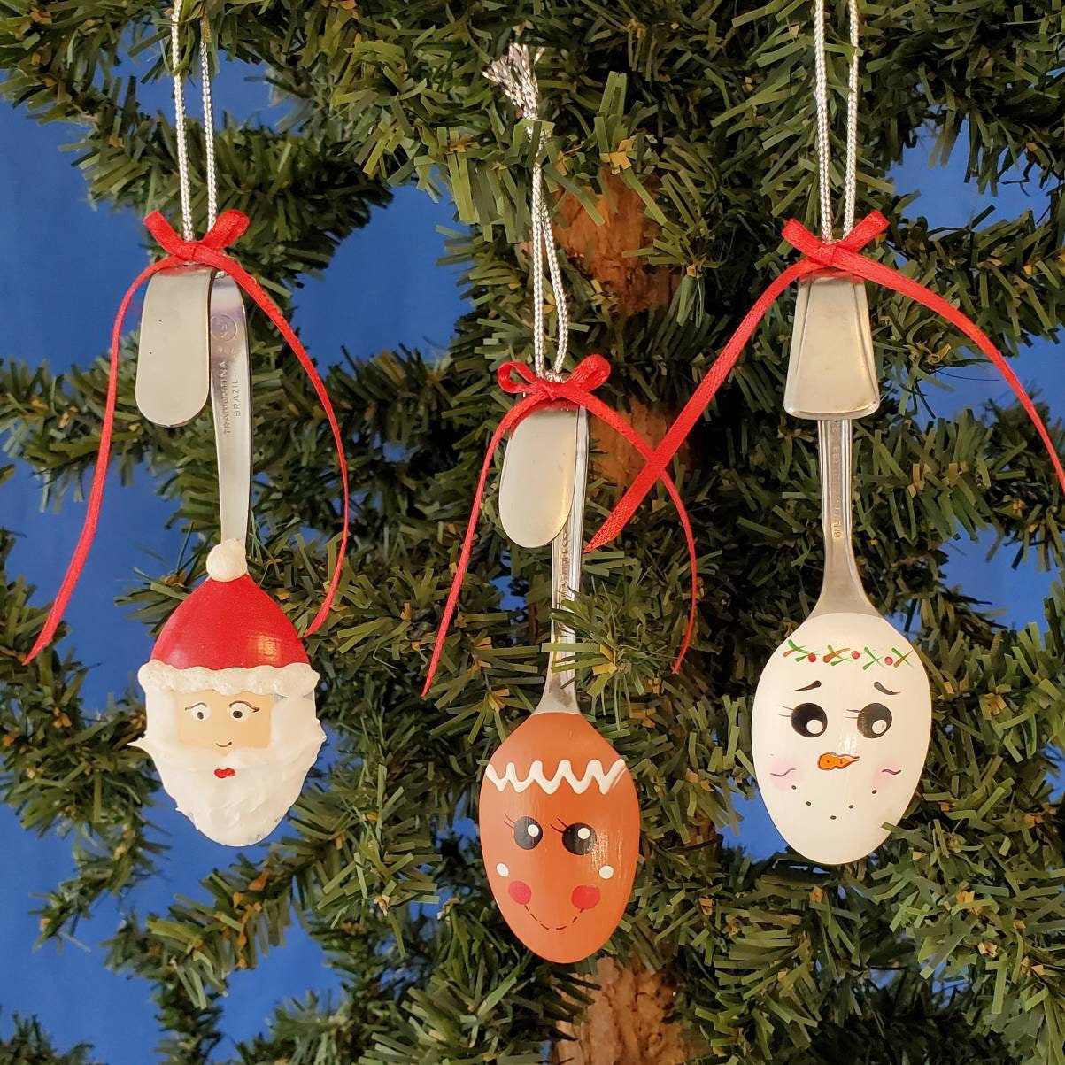 36 Stunning DIY Christmas Tree Decoration Ideas 7 Spoon Handmade Christmas Ornament, Snowman, Santa, or Gingerbread…
