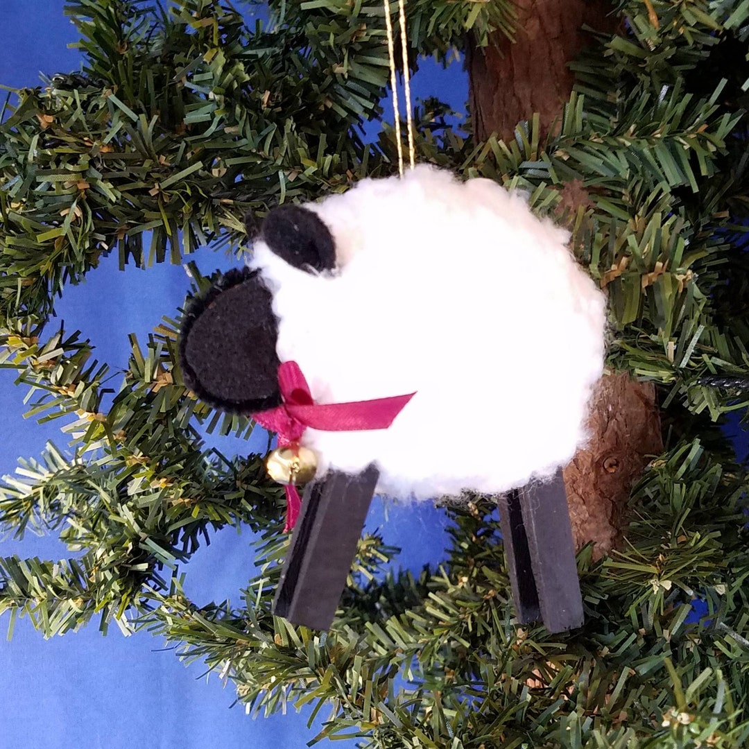 Woolly Sheep Handmade Yarn Christmas Ornament, Sheep Ornament, Yarn