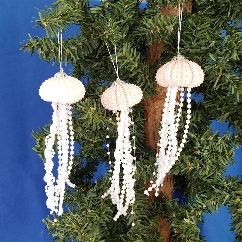 Sea Urchin Jellyfish Handmade Nautical Christmas Ornament, Beach Theme Ornament, Jellyfish Ornament, Beach Decor, Coastal Christmas Gift image 2