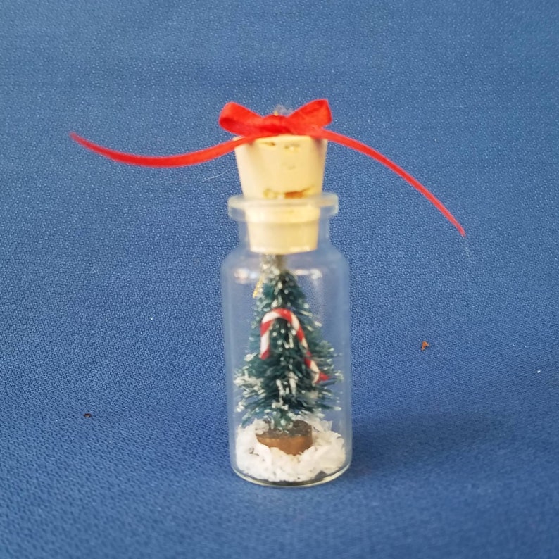 Handmade Christmas in a Bottle Christmas Tree Ornament, Mini Bottle Ornament, Christmas Party Favor, Christmas Tree Decor, Mini Tree Gift image 7