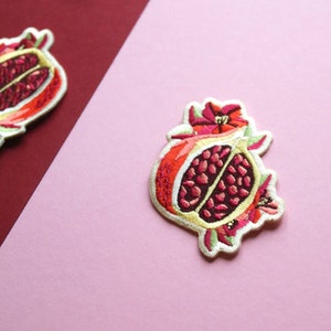 Pomegranate Embroidered Iron-on Patch . Fruit Patch . Pomegranate . Iron On Patch . Fruit Illustration