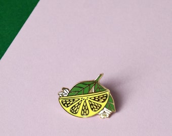 Lemon Slice Enamel Pin . Pin Badge . Hard Enamel Pin . Gold Enamel Lapel pin . Vegetable Pin