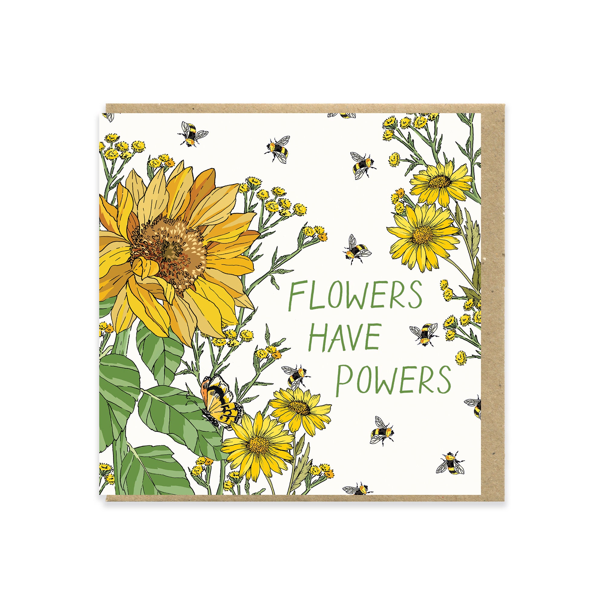 Flowers Have Powers Greeting Card Bee Greeting Card Etsy Denmark