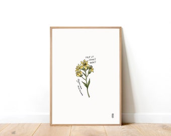 Pale St John's Wort Art Print . Botanical Art Print .  Illustration . A4 Art Print . Botanical.