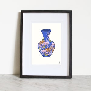 Coral Vase on Blue. 100% Profits Donated to Blue Ventures. SeaLife Art Print . Floral Art Print . Botanical Illustration. Still Life Print. image 3